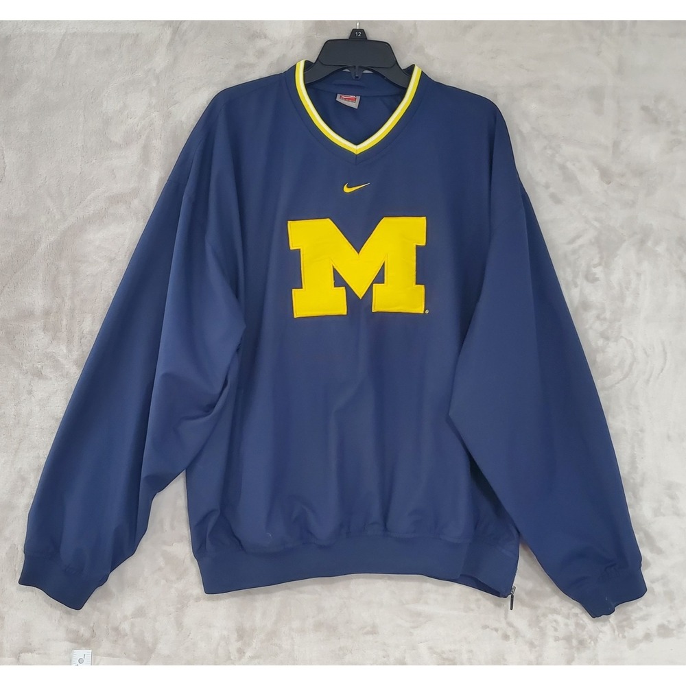 Vtg Michigan Wolverines Nike Pullover Mens XL Windbreaker Center Swoosh Navy EUC
